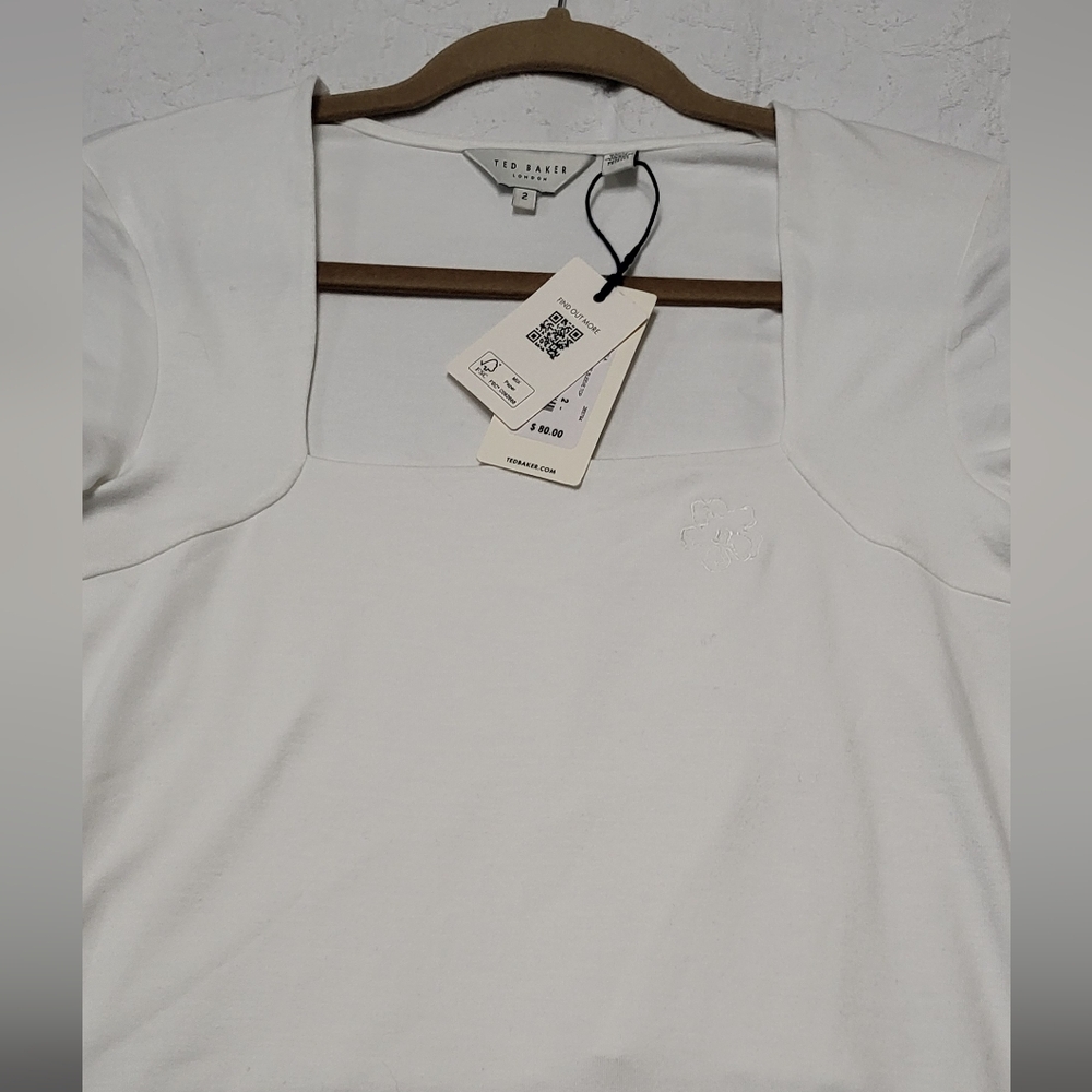 Ted Baker White Fitted T-Shirt with Short Sleeves - Picture 7 of 11